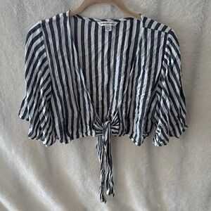 American Eagle Outfitters Navy and White Striped Blouse